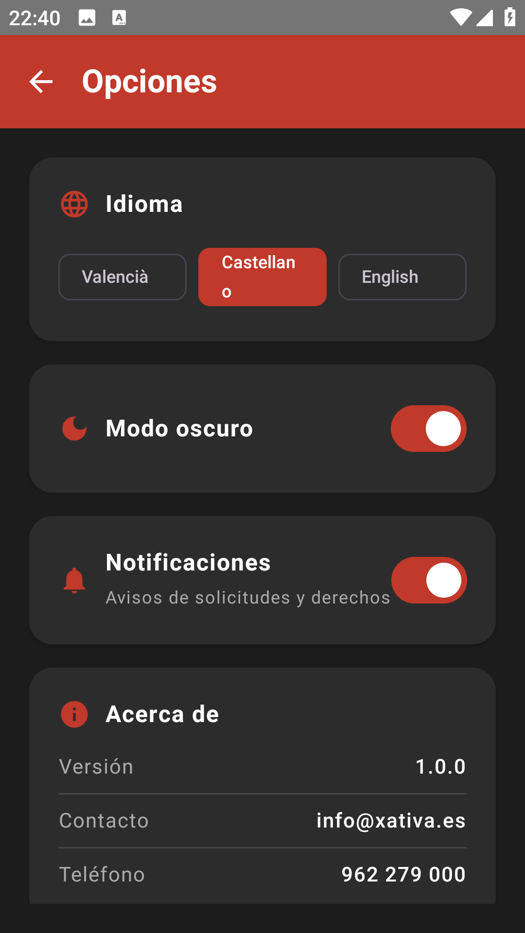 Modo oscuro