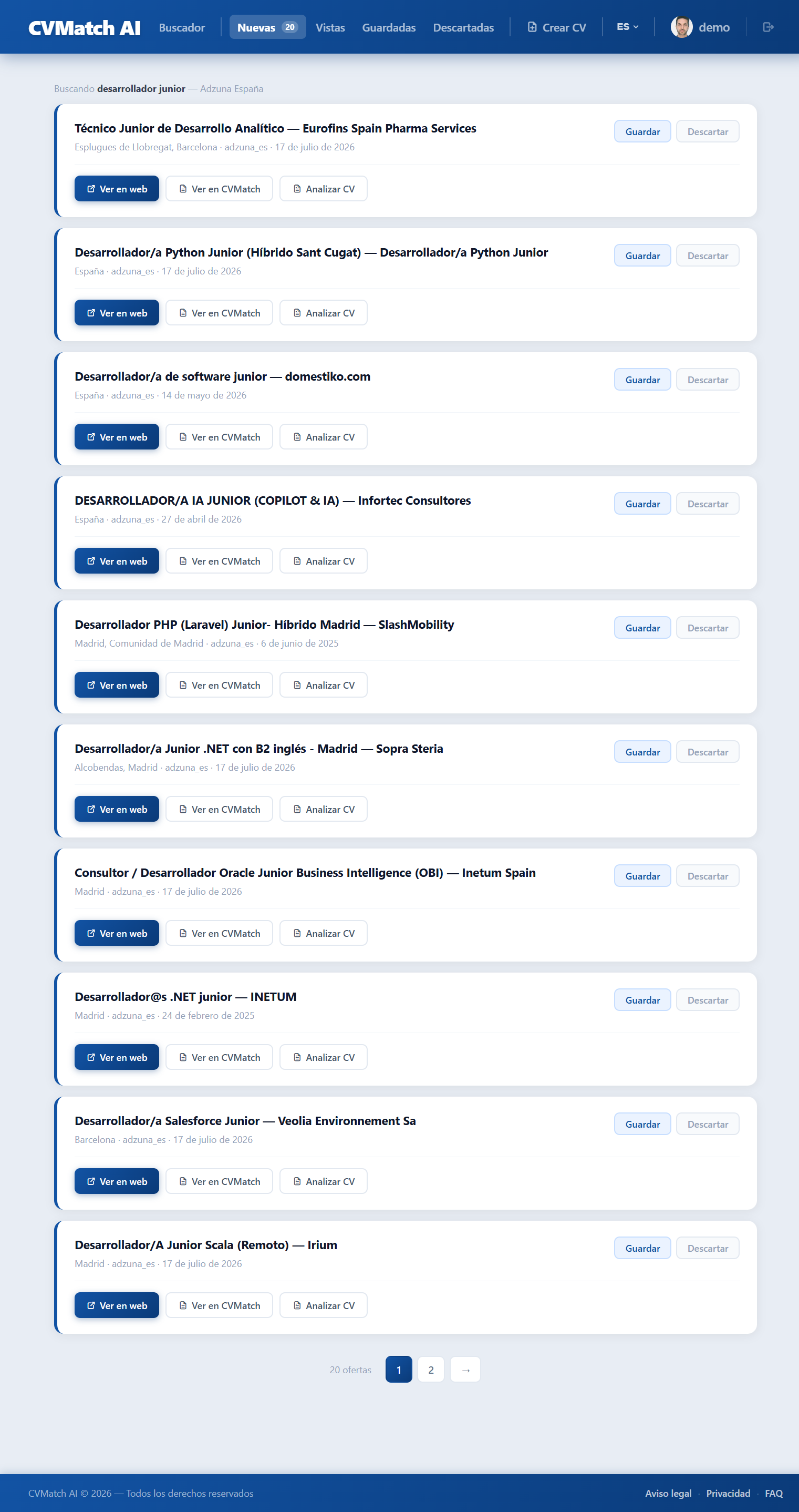 Lista de ofertas